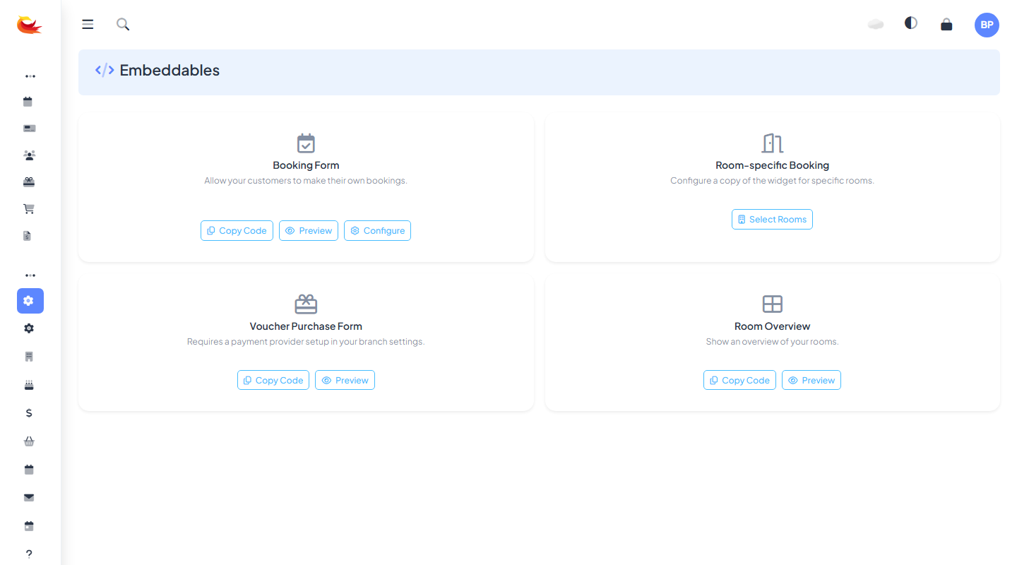 Booking widget payment step with the "Have a gift voucher?" section expanded, showing the code input and Apply button